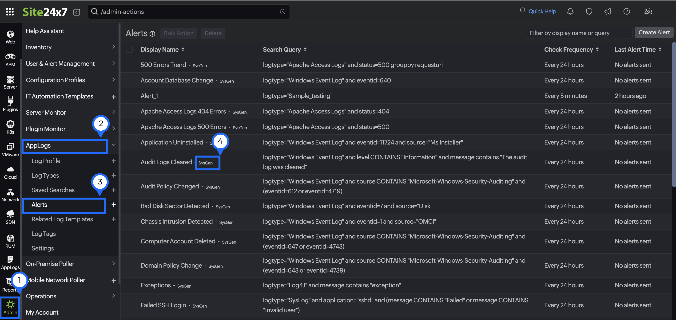 System generated alert