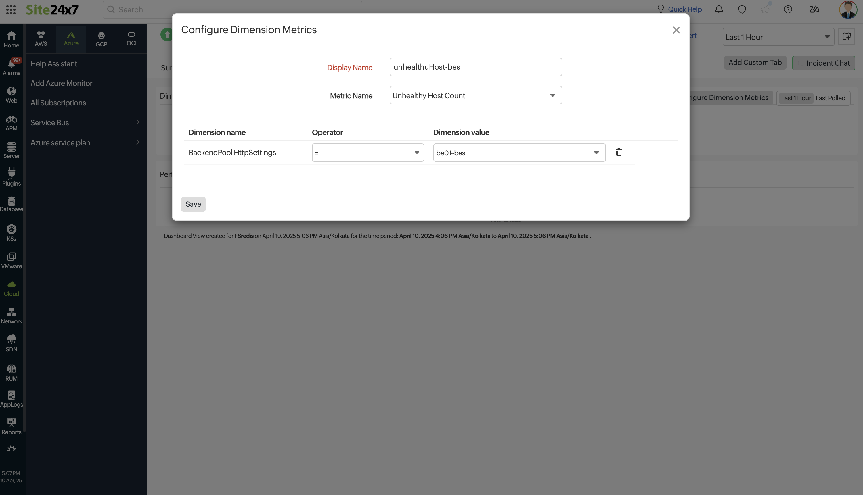 Configure Dimension Metrics
