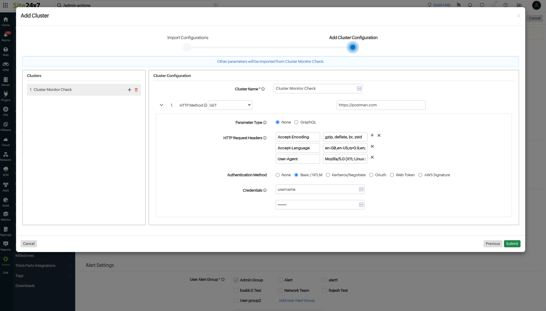 Import Add Configuration Import Add Configuration