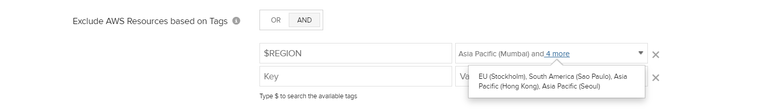 System Generated Tags–Region Exclude AWS resources based on Region attribute