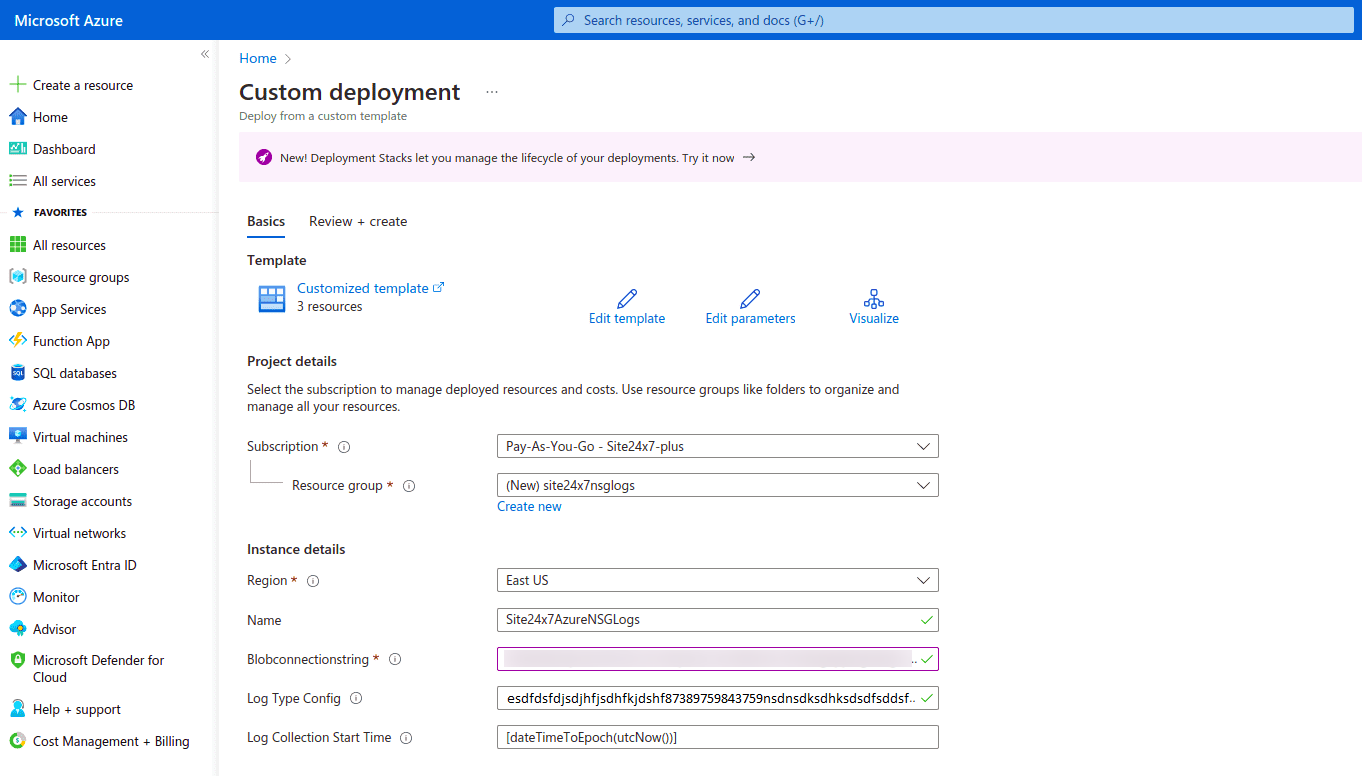 Azure custom deployment Azure custom deployment