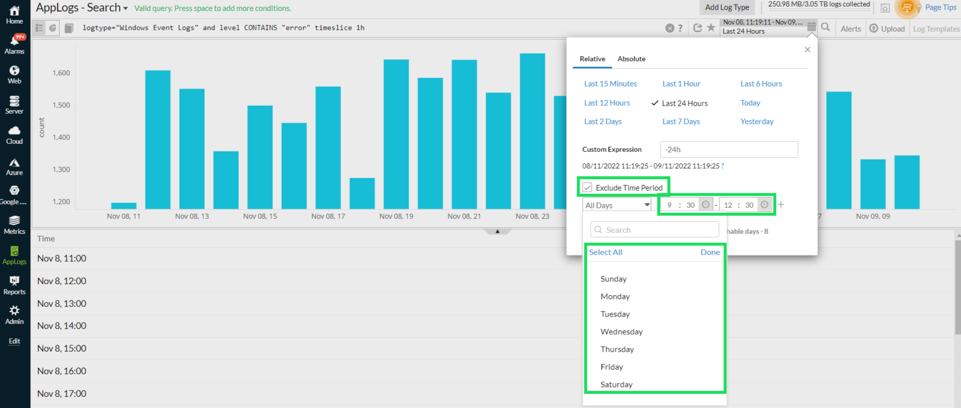 exclude-time-period Exclude Time Period