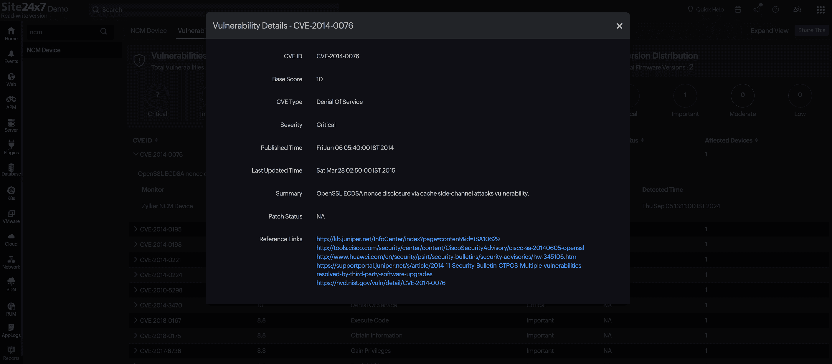 Firmware vulnerability details