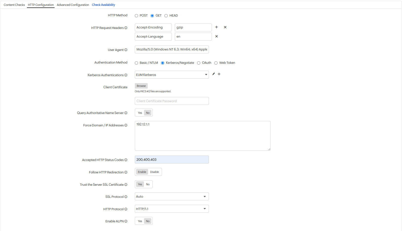 HTTP Configuration HTTP Configuration