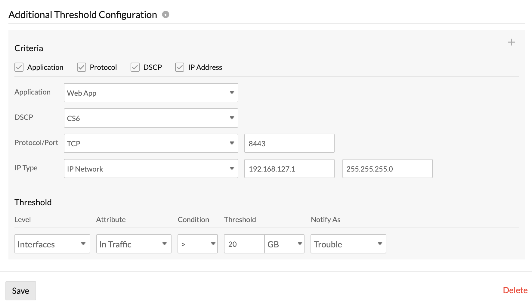 netflow-additional-threshold Additional threshold configuration for NetFlow attributes