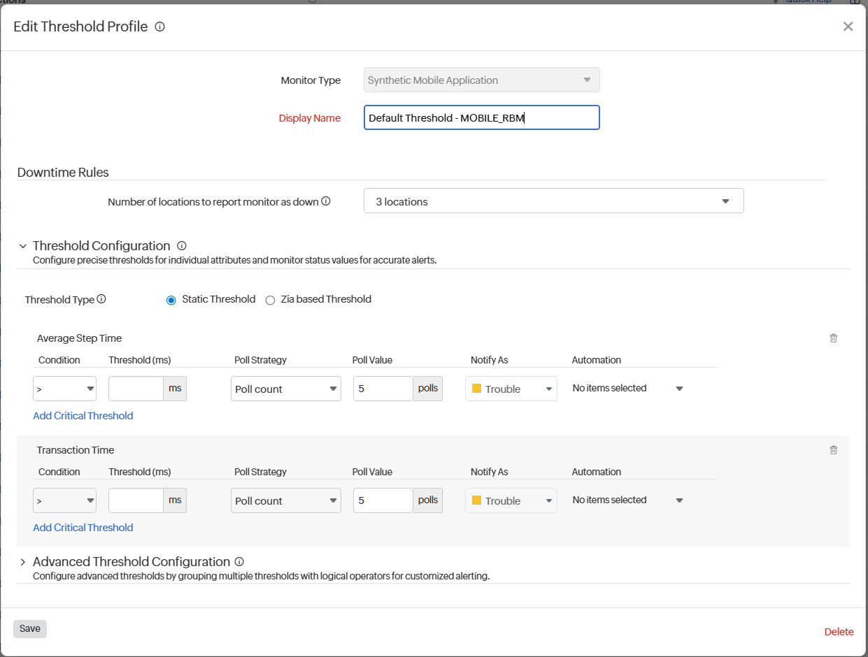 Edit Threshold Profile