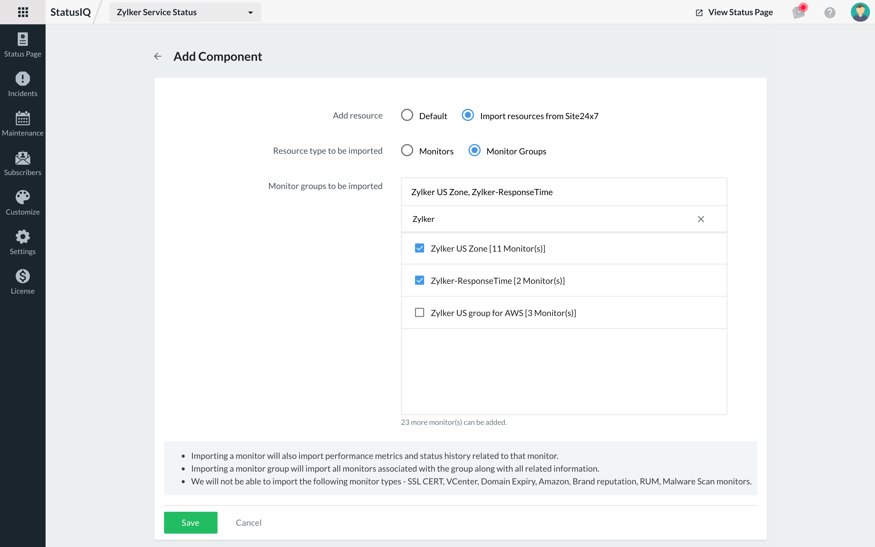 Import Site24x7 Monitor Groups